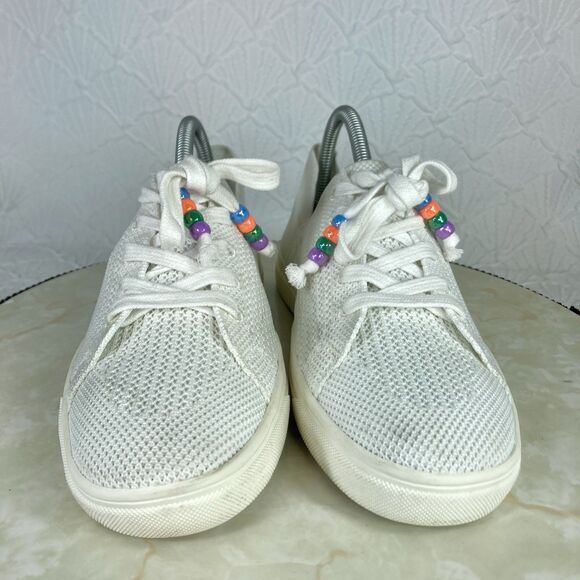Lucky Brand Sneakers Women Sz 8.5 White Knit Lenuda Casual Lace Up Comfort Shoes - Picture 3 of 11